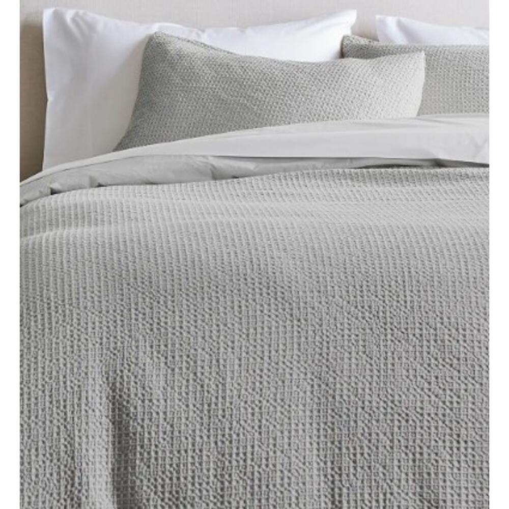 Quince Duvet Cover Set Luxe Honeycomb FULL QUEEN Cover + Shams Light Gray NEW - Picture 2 of 10